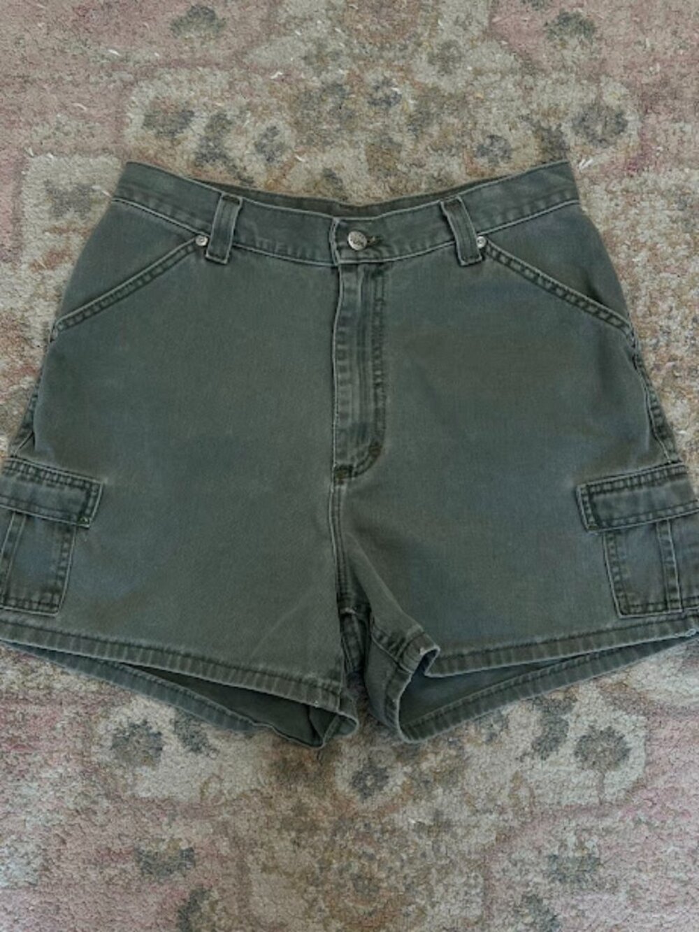Vintage Lee Riveted High Rise Denim Cargo Shorts